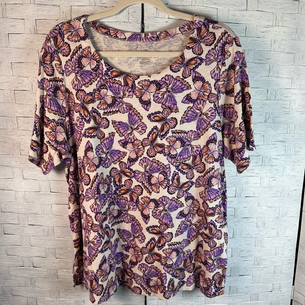 J Jill Womens T-shirt 100% pima cotton butterfly‎ swoop whimsigoth feminine